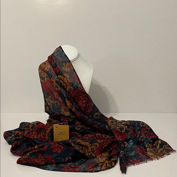 Patricia Nash Accessories - Patricia Nash Floral Shear Tapestry Scarf - Red, Blue, Gold